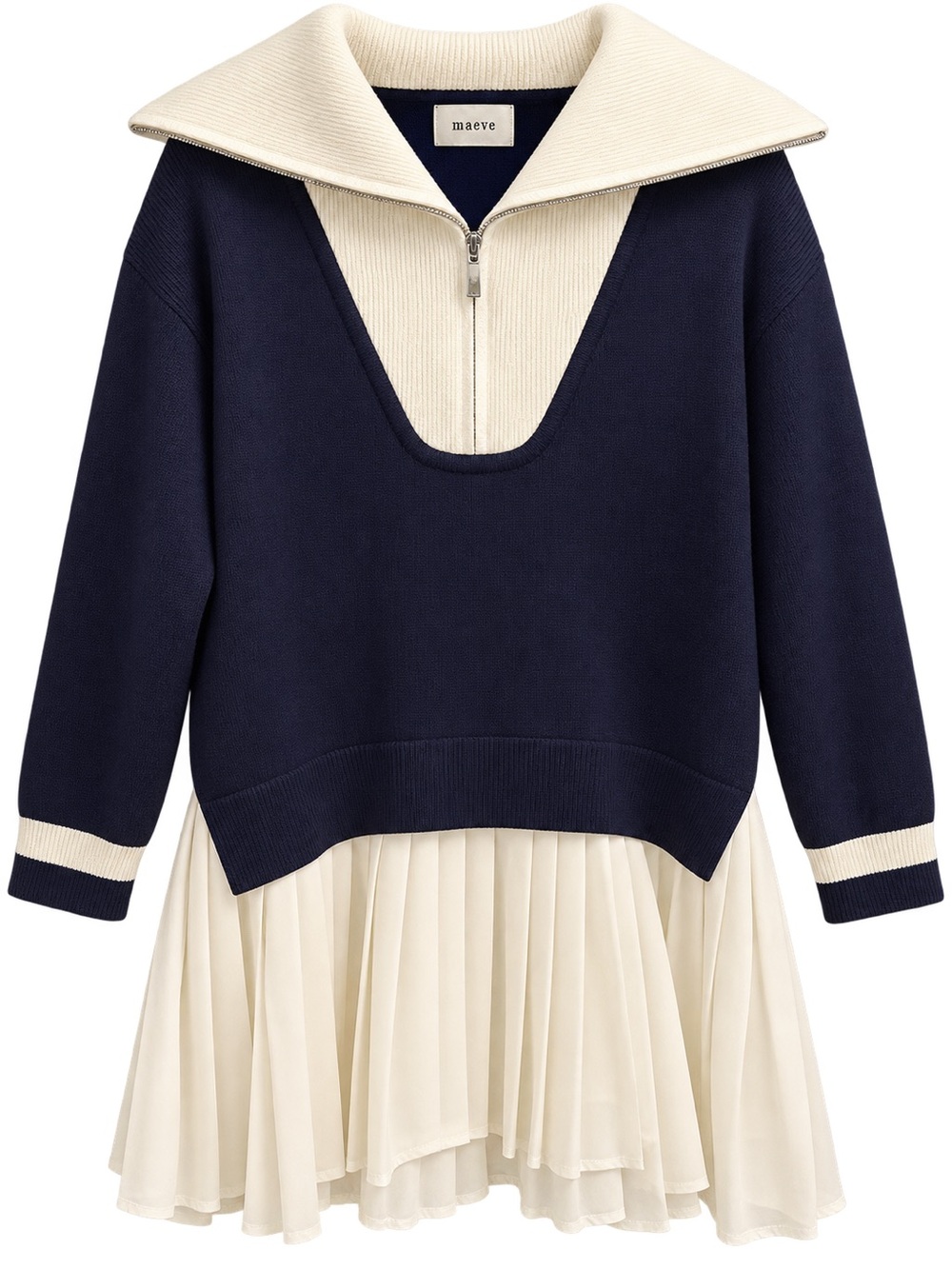 Maeve Navy and Cream Sailor Knit Dress